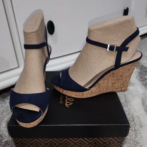 Charles By Charles David Navy Cork Wedges